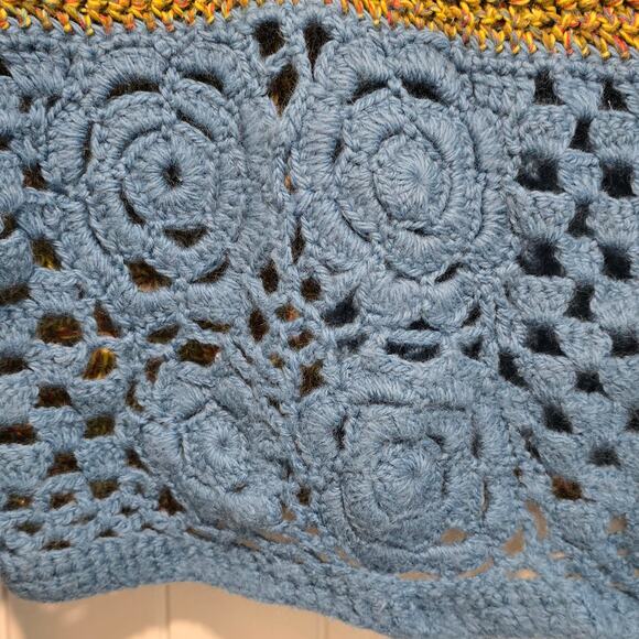 Parallel Peruvian Alpaca Wool Bold Crochet Bell Sleeve Sweater Unique and Rare - Picture 15 of 16